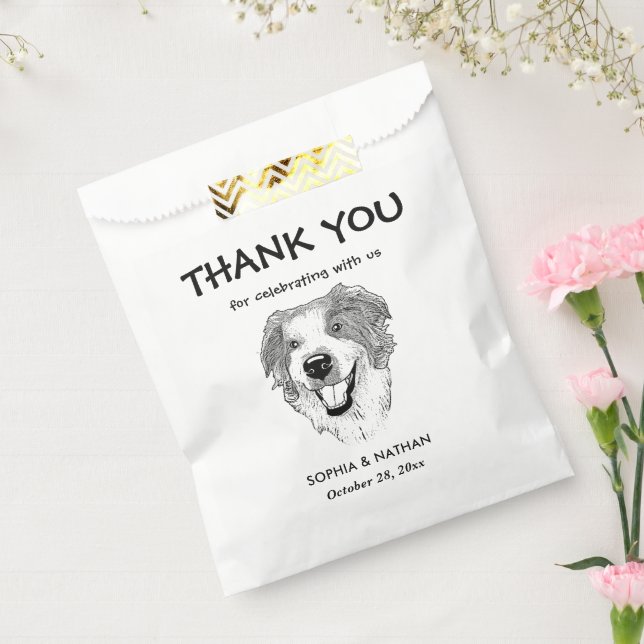 Sachets En Papier Chien berger australien Merci personnalisé (Scellé)