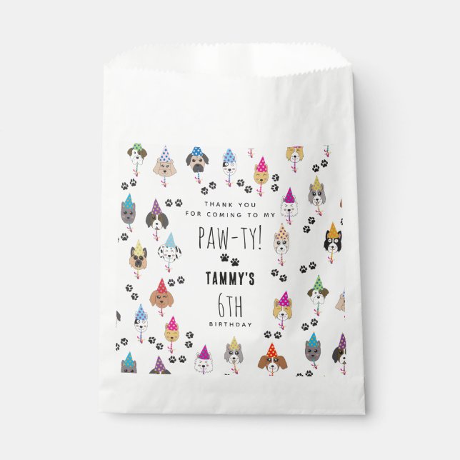 Sachets En Papier Chiens de fête d'anniversaire Pawty mignons (Devant)