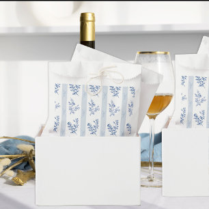 Sachets En Papier Chinoiserie Vintage rayé bleu et blanc floral