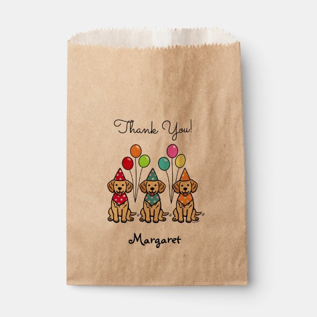 Sachets En Papier Chiots Golden Retriever Anniversaire Favoriser les (Devant)