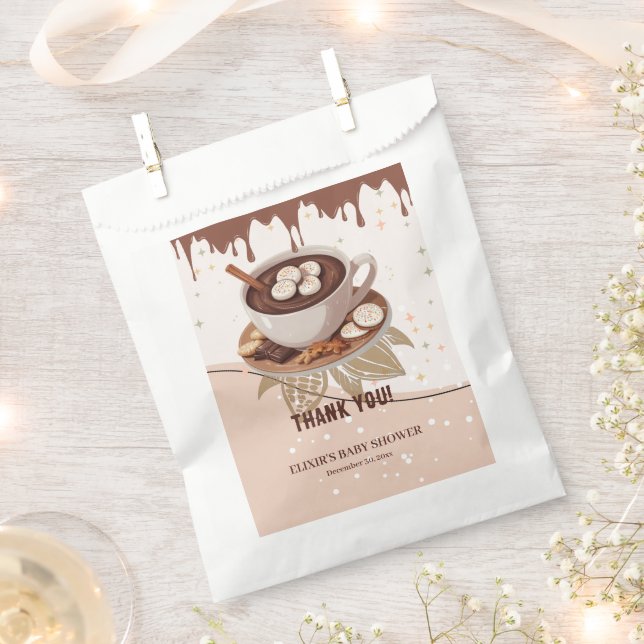 Sachets En Papier Chocolat chaud et biscuits Baby shower d'hiver (Coupé)