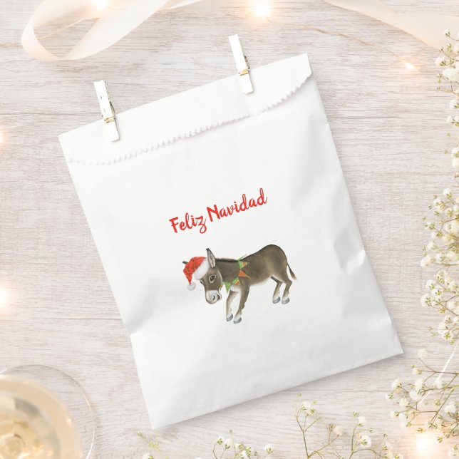 Sachets En Papier Christmas Burro Feliz Navidad Personnalisable (Coupé)