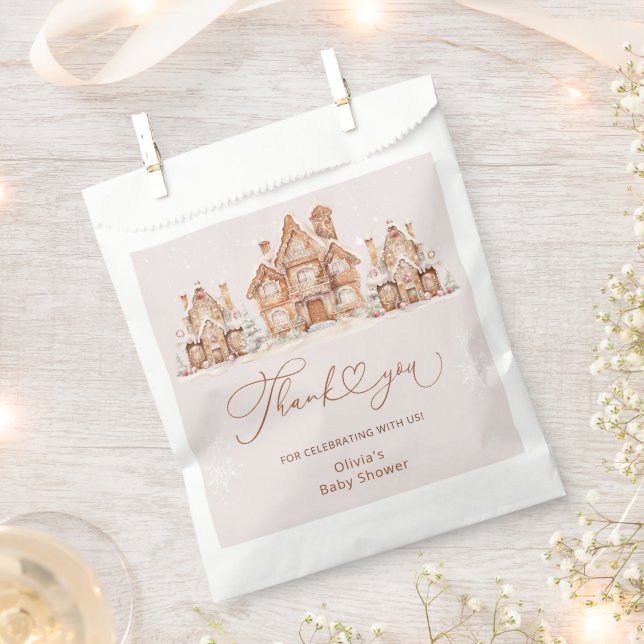 Sachets En Papier Christmas Village Neutral Baby Shower Thank You (Coupé)