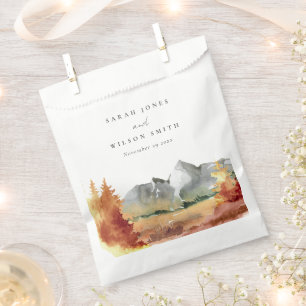Sachets En Papier Chute Rouille Orange Mountain Trees Mariage de feu