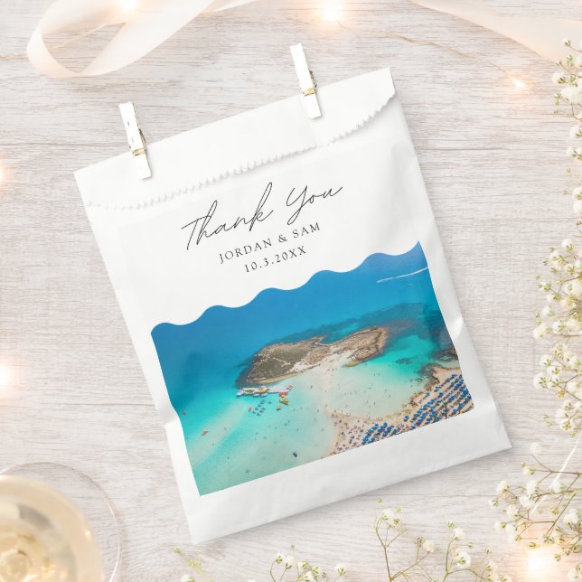Sachets En Papier Chypre Mariage Favor Protaras Merci Photo (Coupé)