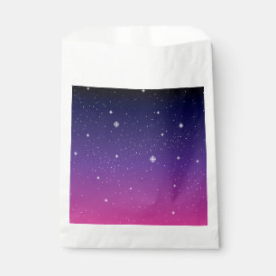 Sachets En Papier Ciel nocturne étoilé violet foncé