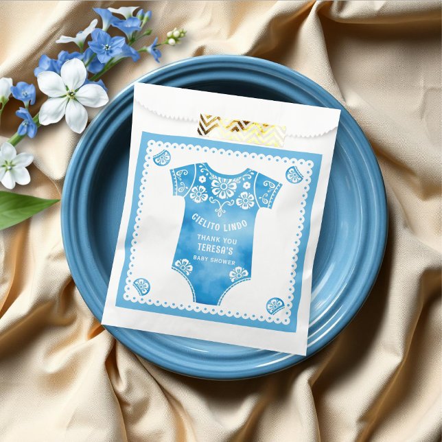 Sachets En Papier Cielito Lindo bleu garçon Merci baby shower (Créateur téléchargé)