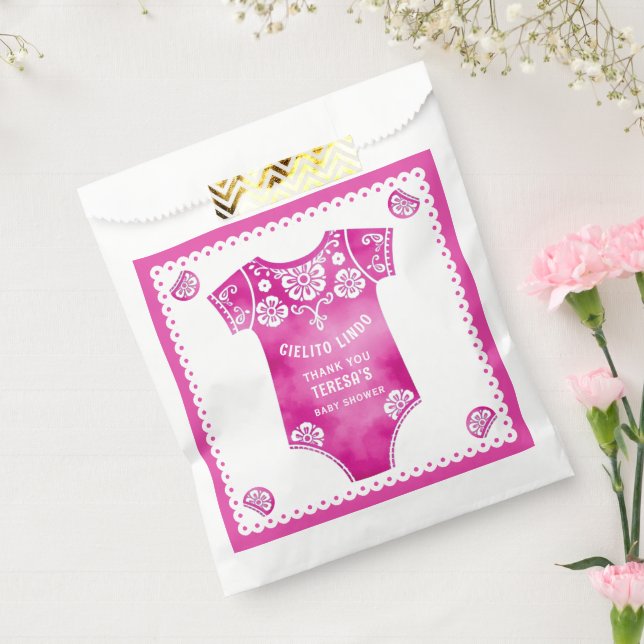 Sachets En Papier Cielito Lindo Merci rose chaud bébé douche (Scellé)