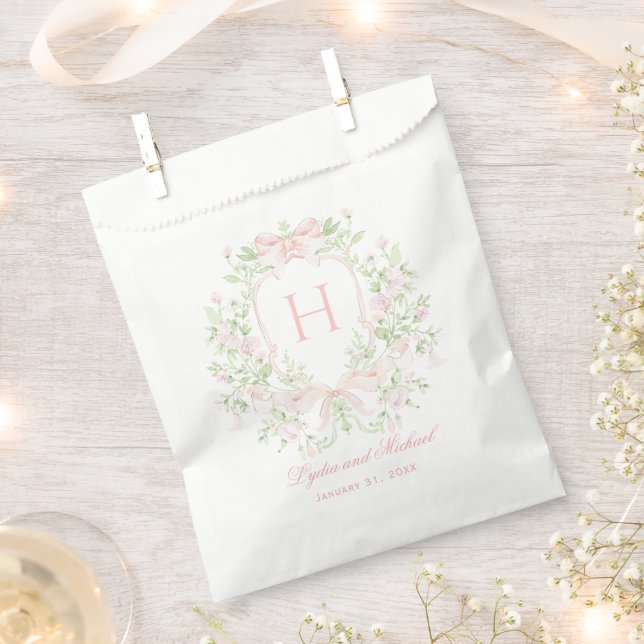 Sachets En Papier Cimier doux avec vaches roses | Mariage monogramme (Coupé)