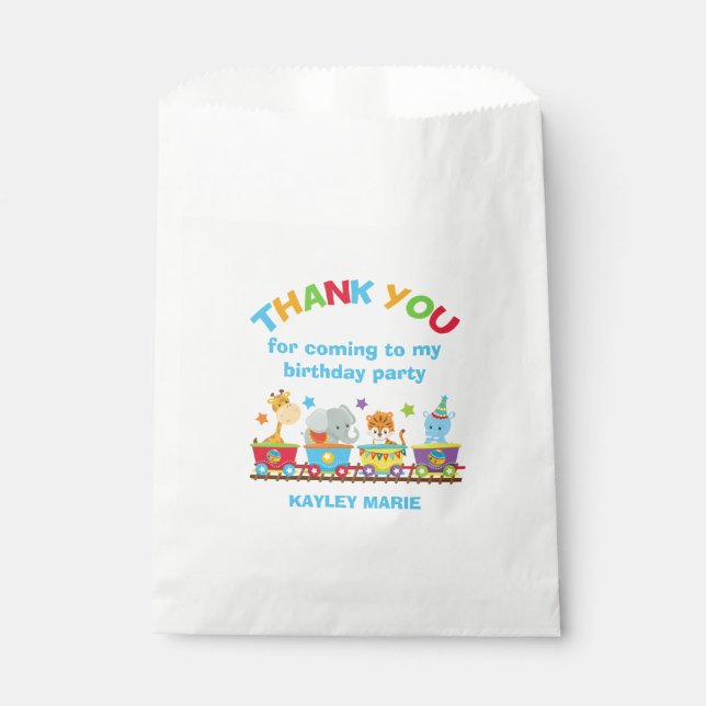 Sachets En Papier Circus Animal Train mignonne Anniversaire de enfan (Devant)