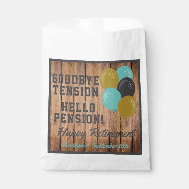 Sachets En Papier Citation Rustique De Retraite Et Ballons (Devant)