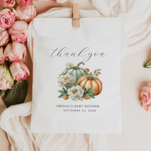 Sachets En Papier Citrouille Automne Sage Green Merci Baby shower