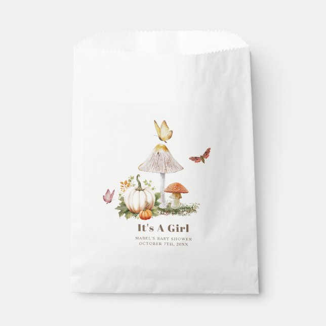 Sachets En Papier Citrouille de champignons Papillon Baby shower de  (Devant)