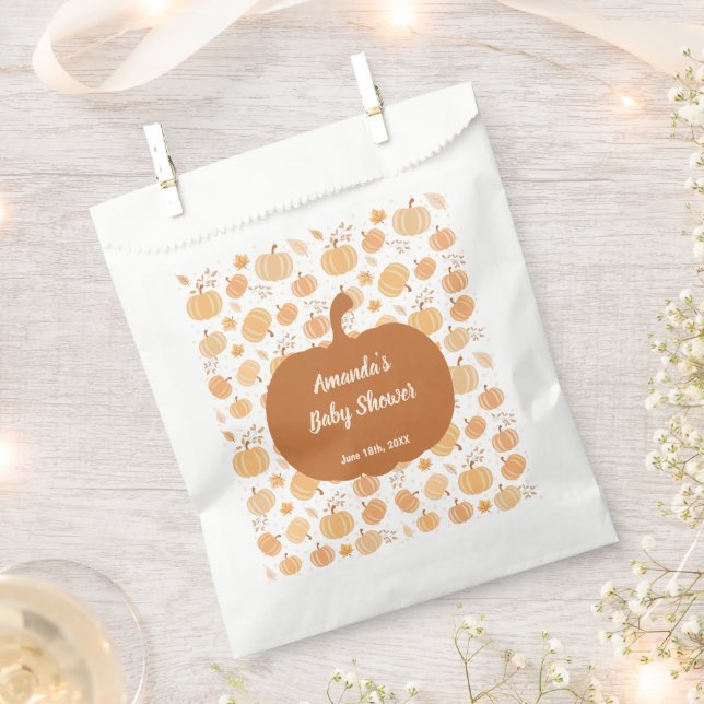 Sachets En Papier Citrouille de moisson d'automne Pastel Baby shower (Coupé)