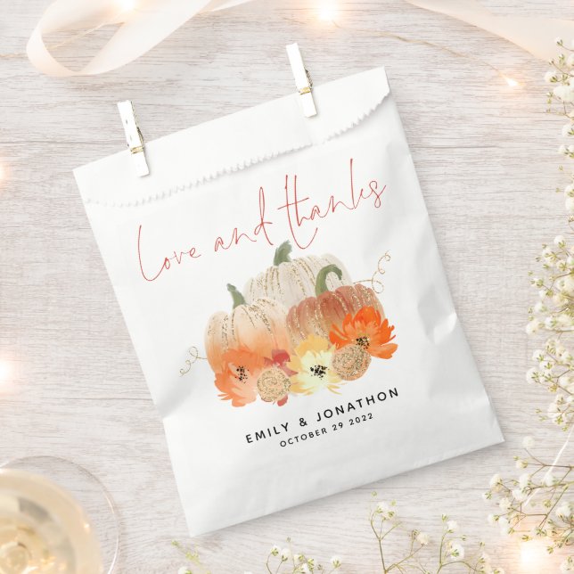 Sachets En Papier Citrouille Florals Parties scintillant Mariage Amo (Coupé)