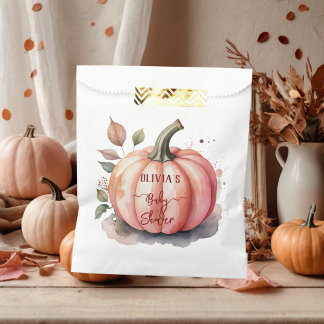 Sachets En Papier Citrouille rose Aquarelle Boho Baby Girl Douche
