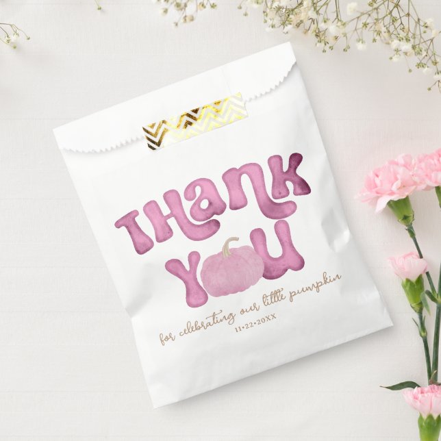 Sachets En Papier Citrouille rose Baby shower Favoriser Sac (Scellé)