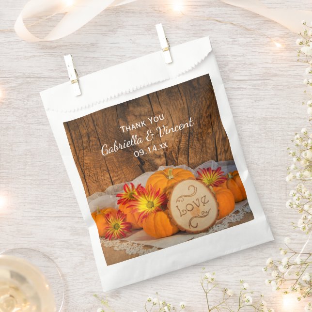Sachets En Papier Citrouille rustique automne grange Mariage Merci (Coupé)