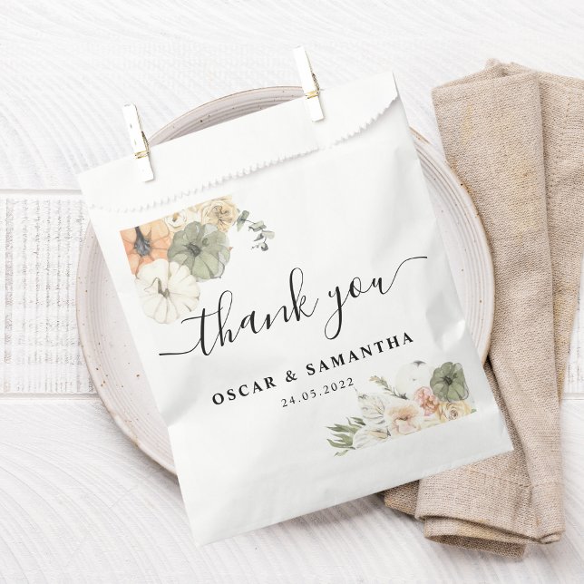 Sachets En Papier Citrouilles et fleurs d'aquarelle modernes (Créateur téléchargé)