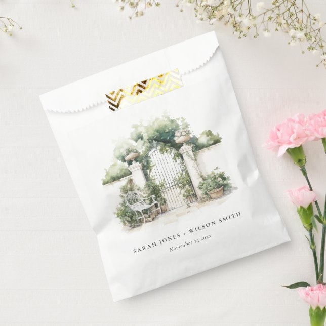 Sachets En Papier Classé Français Jardin Paysage Mariage d'aquarelle (Scellé)