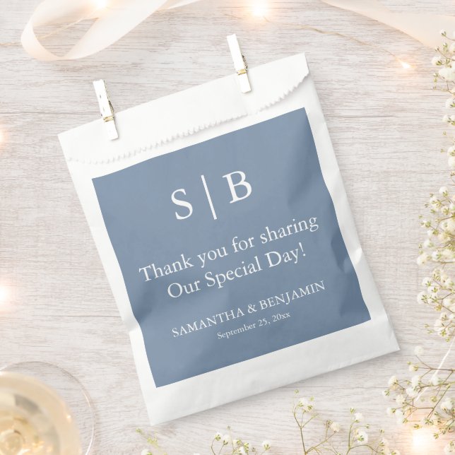 Sachets En Papier Classic Duty Blue Monogramme Mariage Favor Sac (Coupé)