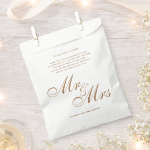 Sachets En Papier Classic Gold Mr et Mme Mariage Merci Message