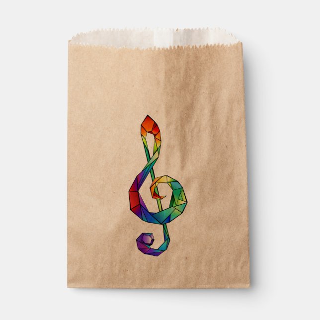 Sachets En Papier Clé de musique arc-en-ciel (Devant)
