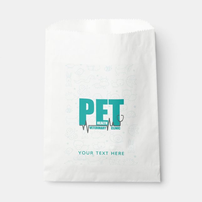 Sachets En Papier Clinique vétérinaire moderne logo bleu (Devant)
