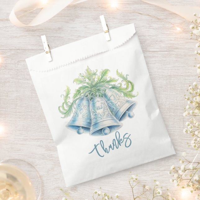 Sachets En Papier Cloches d'argent Mariage d'aquarelle du feuillage  (Coupé)