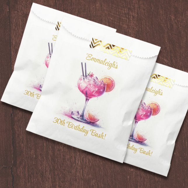 Sachets En Papier Cocktail à thème rose Anniversaire (Créateur téléchargé)