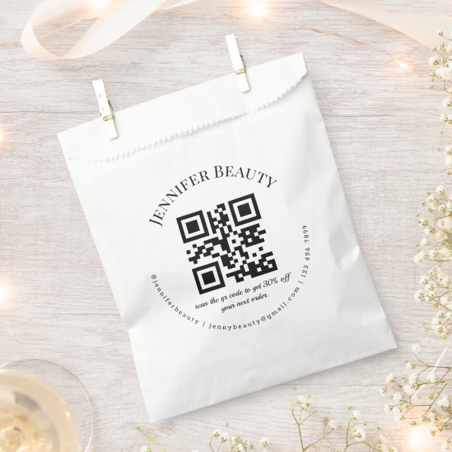Sachets En Papier code qr minimaliste moderne petite entreprise (Coupé)