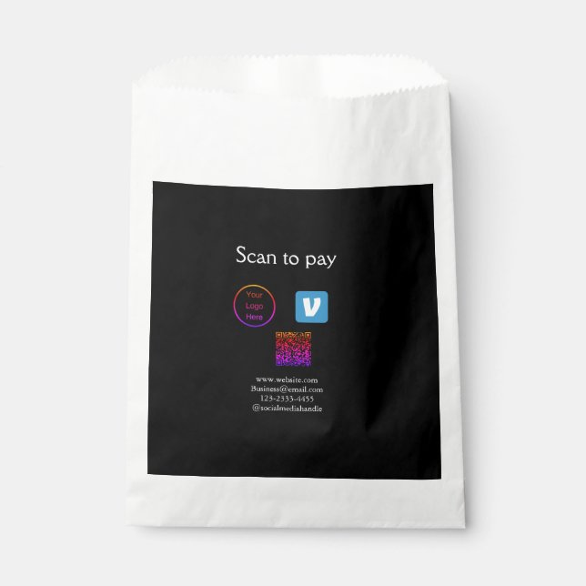 Sachets En Papier Code QR venmo scan pour payer ajouter logo médias  (Devant)