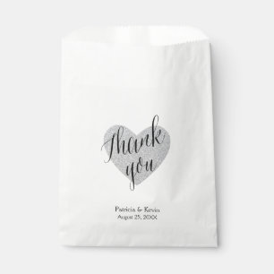 Sachets En Papier Coeur d'argent merci sac de faveur personnalisé