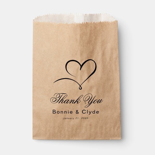Sachets En Papier Coeur Mark Élégant Mariage Merci invité (Devant)