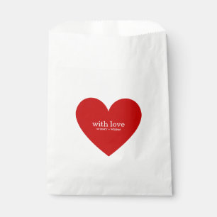 Sachets En Papier Coeur rouge avec la typographie d'amour minimalist