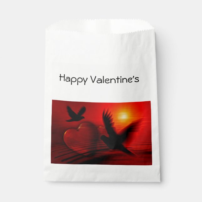 Sachets En Papier Coeurs et colombes (Devant)