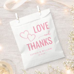 Sachets En Papier Cœurs roses chauds et mercis