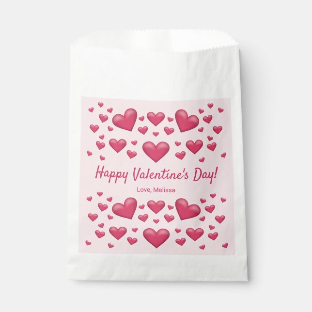 Sachets En Papier Coeurs roses Heureuse Sainte-Valentin et texte per (Devant)