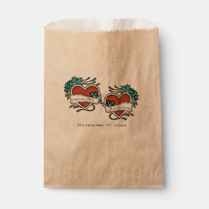 Sachets En Papier Coeurs tatoués, Mariage graphique de tatouage