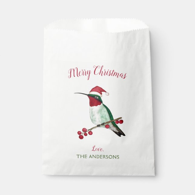 Sachets En Papier Colibri Père Noël personnalisé (Devant)
