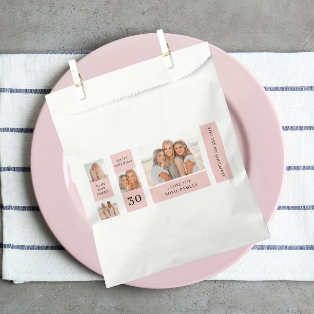 Sachets En Papier Collage photos amies | Joyeux cadeau d'anniversair (Créateur téléchargé)