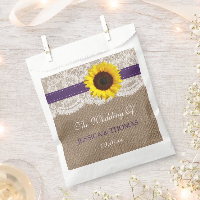 Sachets En Papier Collection de Mariages de tournesol rustique - vio (Coupé)
