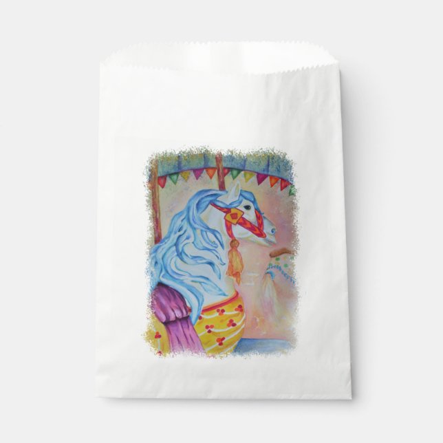 SACHETS EN PAPIER COLORÉ CAROUSEL MERCI CHEVAL (Devant)