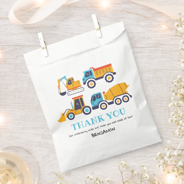 Sachets En Papier Construction Anniversaire Camion Merci F (Coupé)