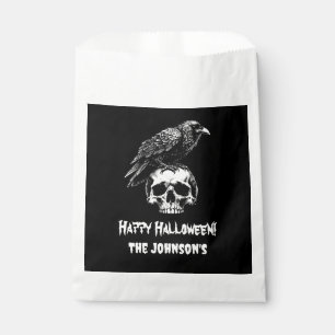 Sachets En Papier Cookie crâne corbeau éffrayant Halloween Favoriser