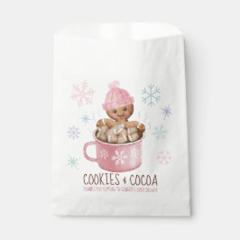 Sachets En Papier Cookies et cacao Baby shower fille d'hiver