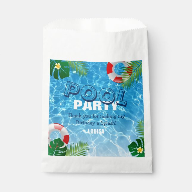 Sachets En Papier Cool Pool Party Anniversaire Merci (Devant)