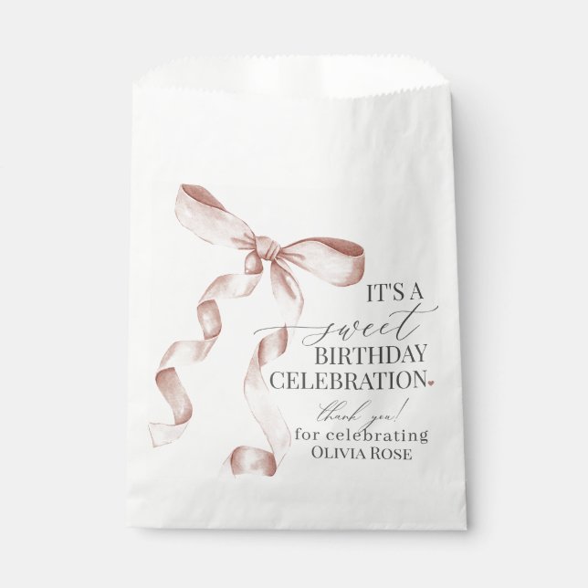 Sachets En Papier Coquette Beige Bow Girl Anniversaire Fête Dessert (Devant)