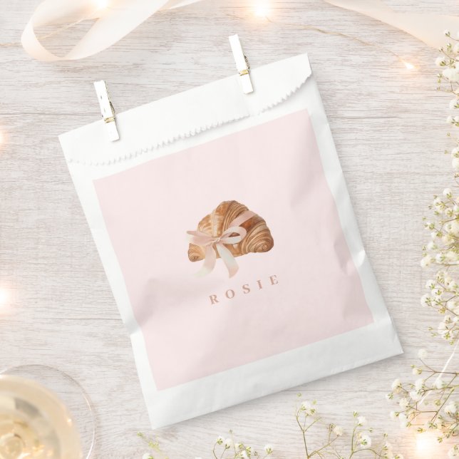 Sachets En Papier Coquette personnalisée Croissant rose Ribbon (Coupé)