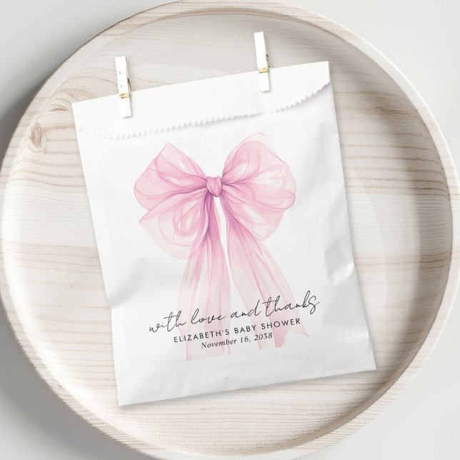 Sachets En Papier Coquette rose Bow Baby Girl Douche Merci (Créateur téléchargé)